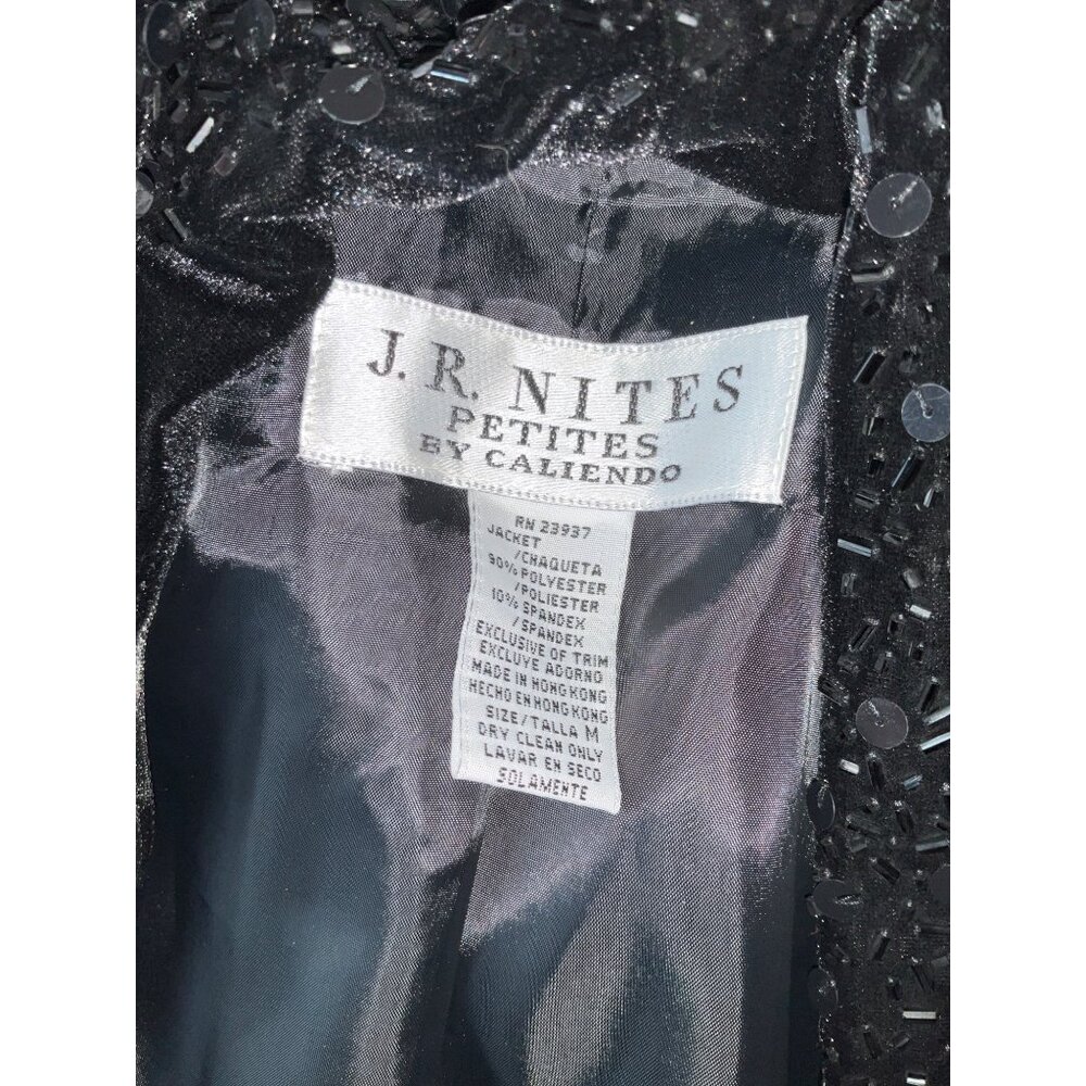 J.R. Nites Medium by Caliendo Beaded & Sequined Black Lined Velvet Jacket - Picture 5 of 6